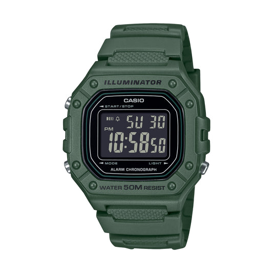CASIO TIMELESS COLLECTION Mod. SPORT ILLUMINATOR WR 50M, ALARM, CHRONOGRAPH - ARMY GREEN-0