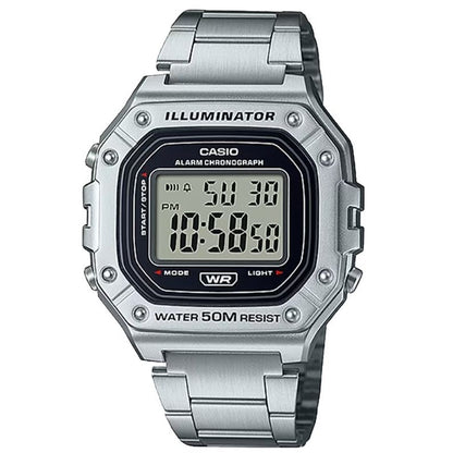 CASIO TIMELESS COLLECTION Mod. SPORT ILLUMINATOR WR 50M. ALARM. CHRONOGRAPH - SILVER - METAL SERIE WATCHES