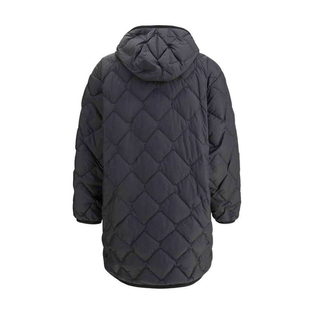 Woolrich Black Polyester Clothing - Heritage Down Jacket with hood and knee-length padded design for cold weather style and comfort.