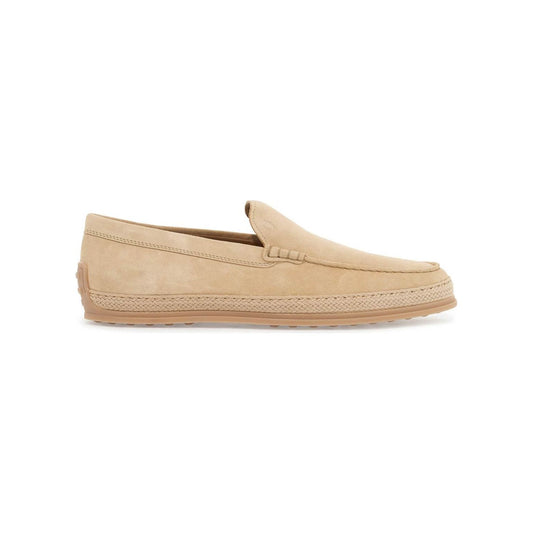 Tod'S beige woven leather slip-on loafers with rubber sole