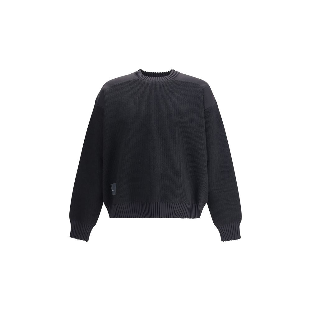 Alt Tag: Y-3 Black Wool Sweatshirt with ribbed cuffs and hem, showcasing a relaxed fit and contemporary style.