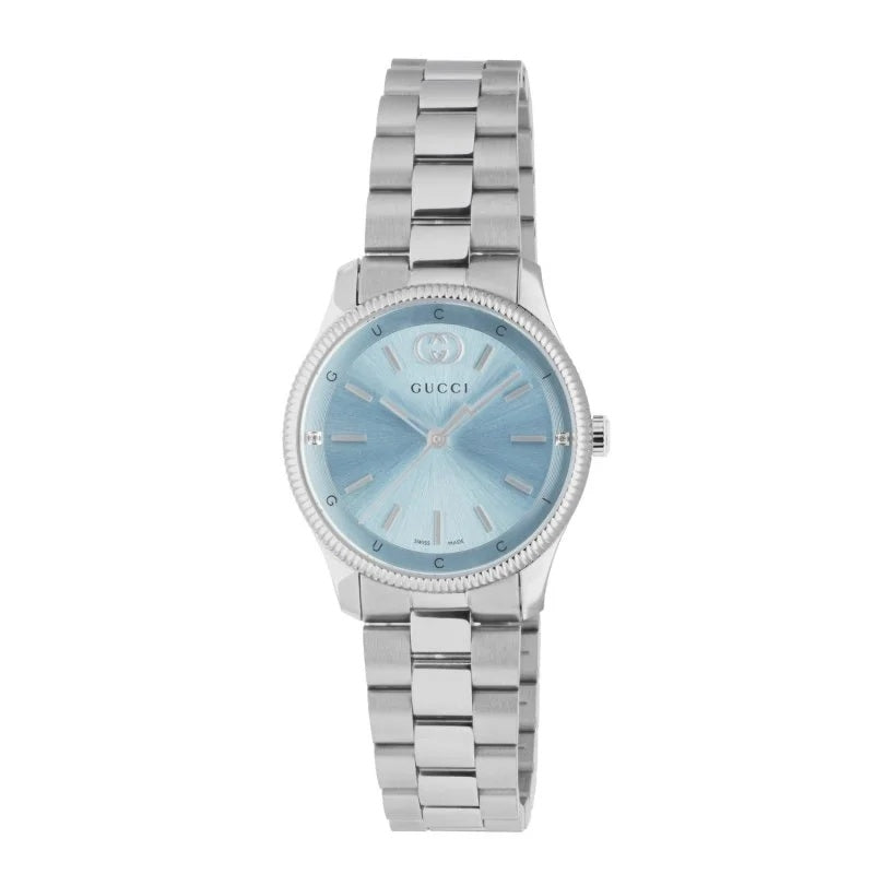 GUCCI MOD. G-TIMELESS SLIM luxury watch with silver bracelet and blue dial