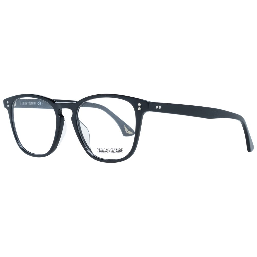 Zadig & Voltaire Black Men Glasses Frame, full-rim plastic, trapezium shape, black color, 48-18-145 size, demo lenses