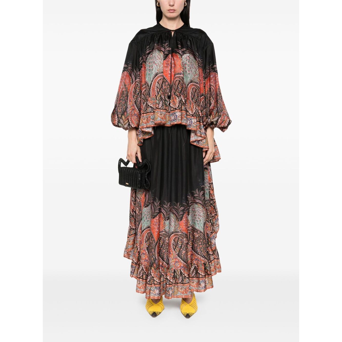 Zimmermann Rhiannon Ruffle Blouse with Puff Sleeves