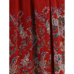 Zimmermann Rhiannon midi Dress detail with delicate floral pattern, showcasing red fabric with blue and white flowers, summer fashion.